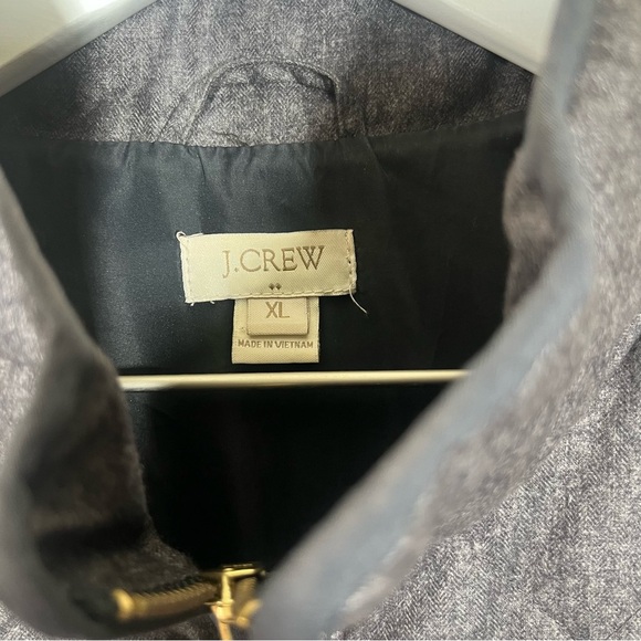 J. Crew Factory Textured Quilted Down Puffer Vest Gray Size XL Gold Zipper - Picture 4 of 8